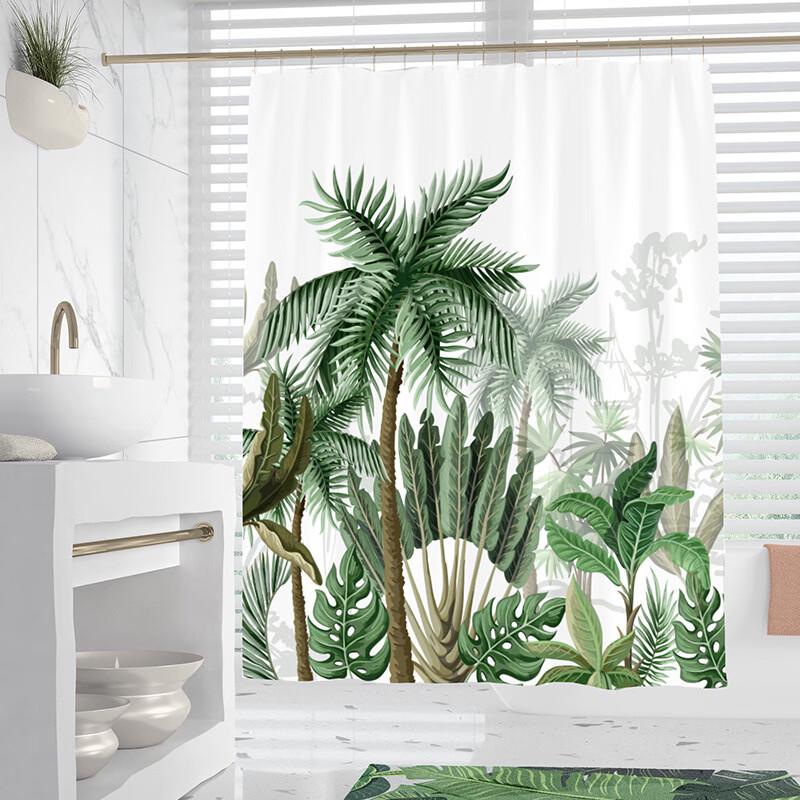 

LISM Green Plant Curved Shower Curtain