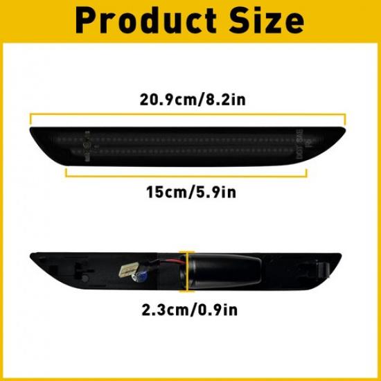 Smoked Lens Rear LED Bumper Side Marker Light Lamp For Ford Mustang GT 2015-