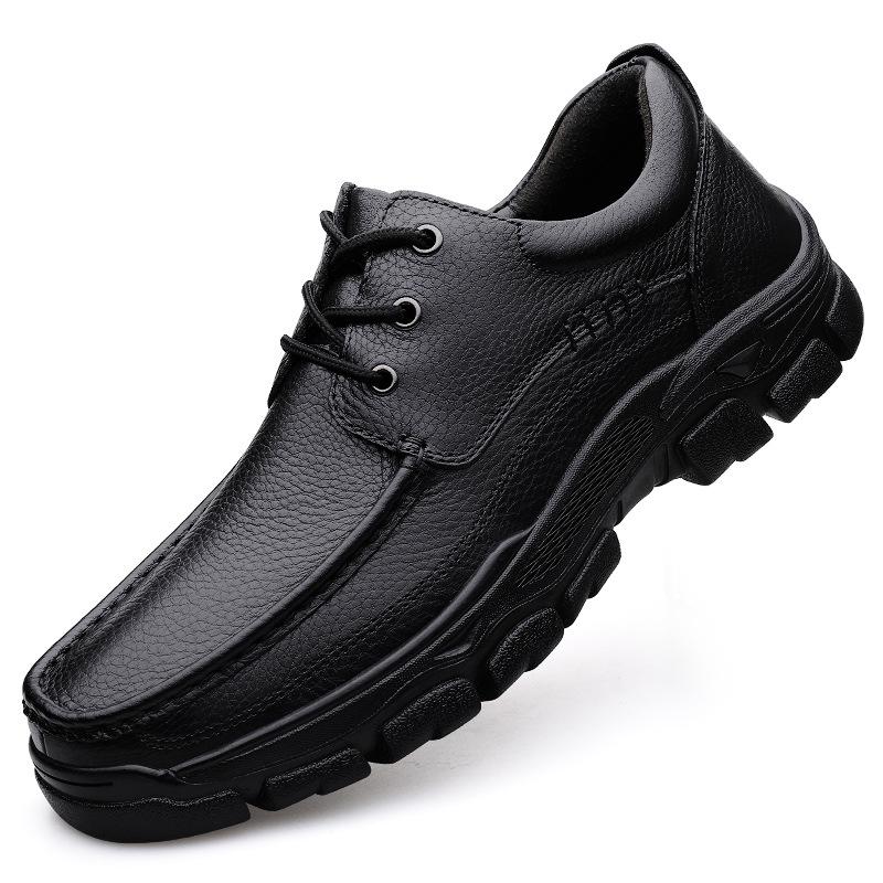 Men s Casual Autumn Leather Loafers - Top Layer Cowhide Big Head Hiking Shoes 40