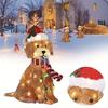 Christmas Dog Decoration Lifelike Plush LED Light Ornament Outdoor Festive Holiday Decor