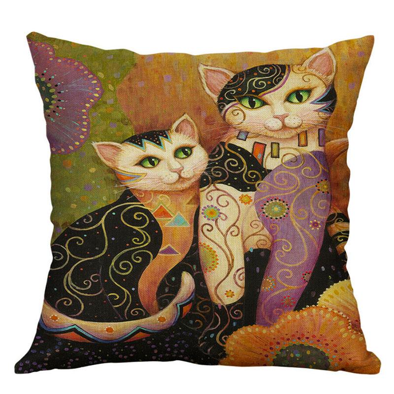 

177 Винтажный квадратный чехол на подушку с кошками, чехол для диванной поясничной подушки, домашний декор D