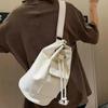 Koreańskie Torebki Wersja Wszechstronna Moda Prosty Jednokolorowy Płótno Sznurek Łańcuszek Wiaderko Podróżne Damskie Na Ramię Crossbody