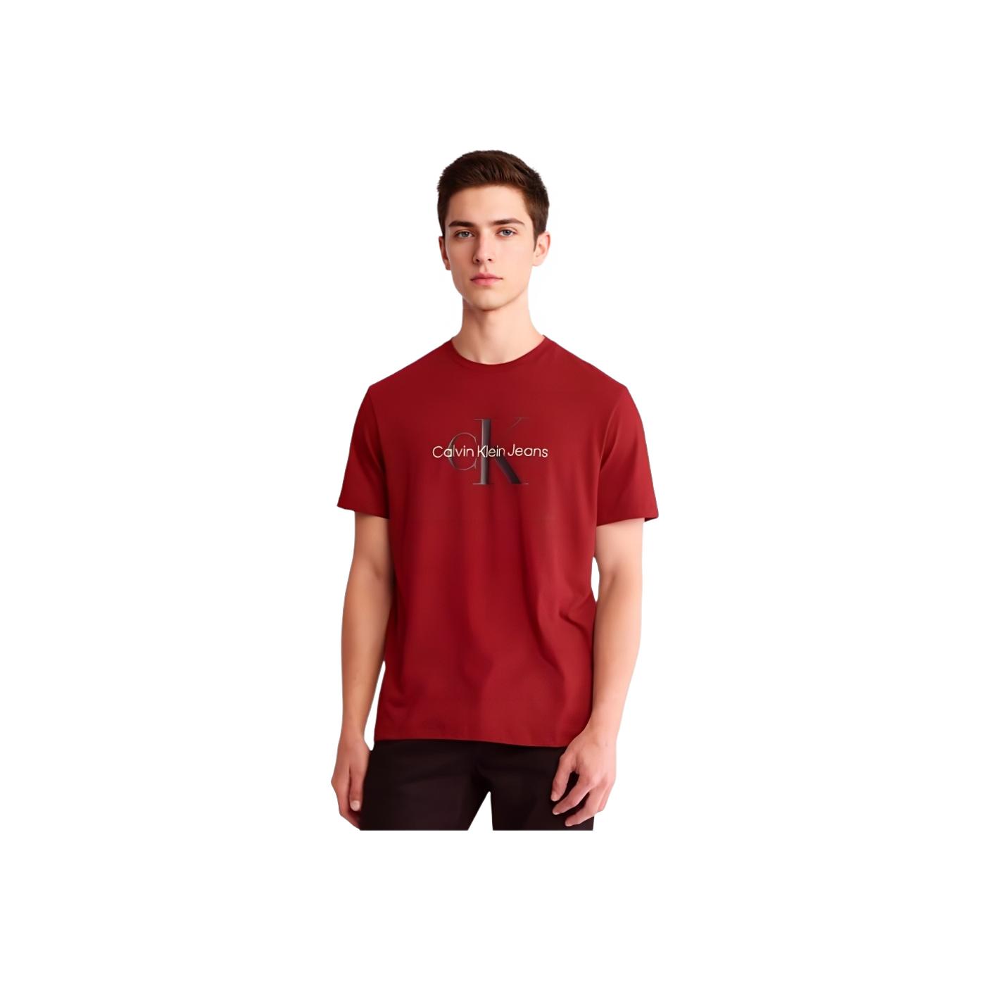 

Calvin Klein Jeans Casual Comfortable Letter Logo Versatile Round Neck Short Sleeve T-Shirt Men T-Shirts Red 40EM286-600 S