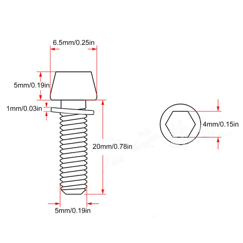 10Pz Viti Manubrio Bici Bulloni Manubrio Bici Bulloni Testa Conica Viti con Rondelle Parte Manubrio Sterzo Bici M5x20mm