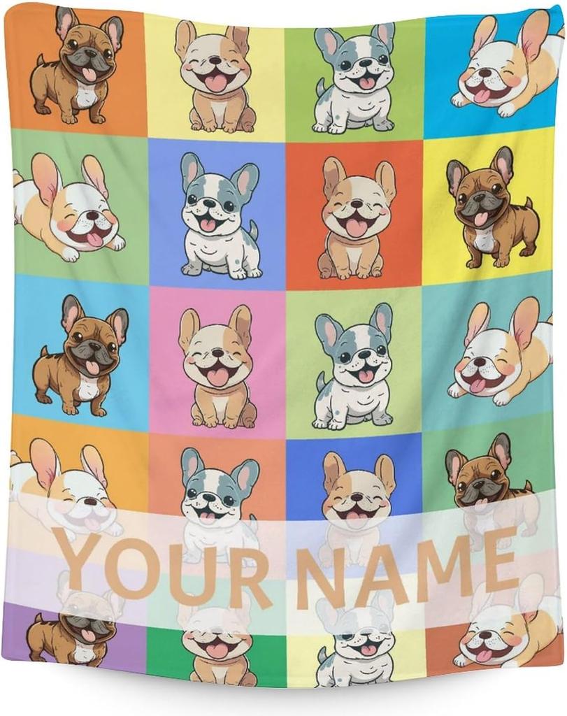 French Bulldog Blanket for Kids  Soft Plush Throw x Twin Size  Cute Dog Gift for Bed Couch  Living Room