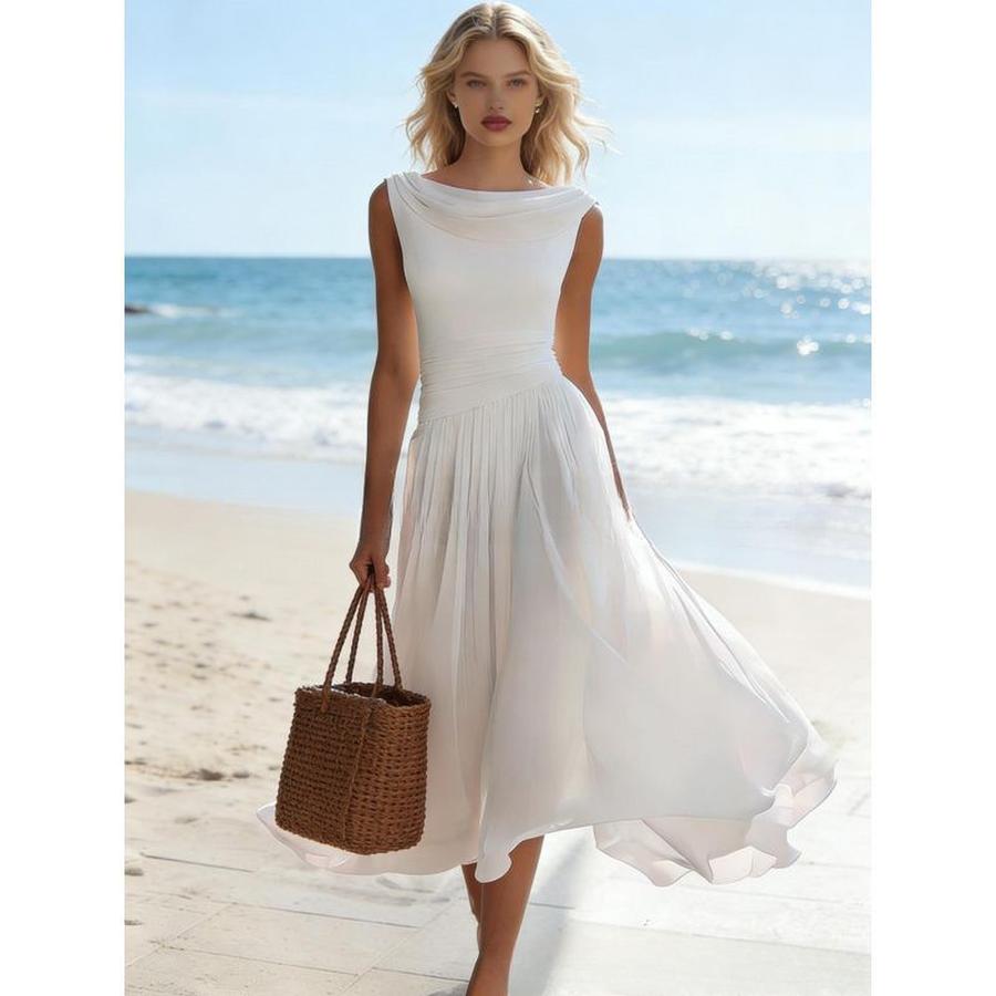 Vacation Elegant Party Resort Style Flowy Sheer Chiffon Dress New Arrival