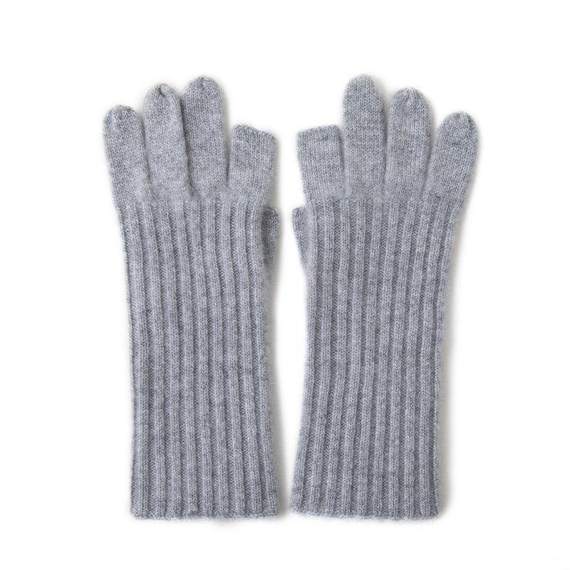 

Кашемировые осенне-зимние новые унисекс перчатки с полосками и открытыми пальцами, теплые, ветрозащитные, вязаные, с пятью пальцами One Size