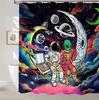 Interesting space shower curtain astronaut alien bathroom decoration shower curtain with 12 hooks 180x180cm