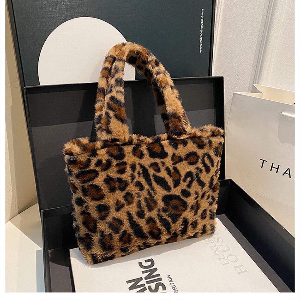 Sac bandoulière léopard, Chat fille décontractée, Sac bandoulière automne fourrure, Sac à main