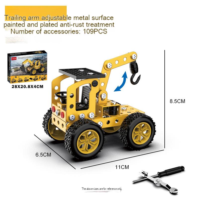 

3D Metal Puzzles Diy Assembly Model Engineering Vehicle Long Nose Truck Loader Crane Mixer Car Educational Toys For Children (As shown-21797)-