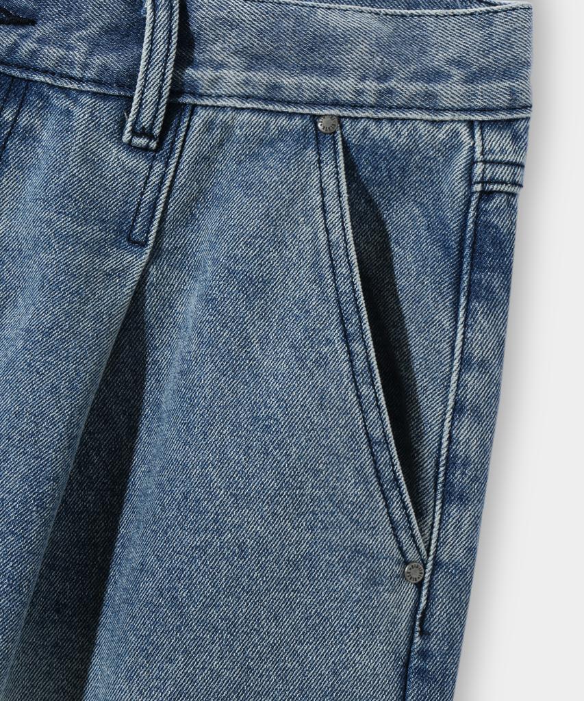 Dimiteulibeullaeg Bio-Washed Carpenter Bermuda Denim Pants_Light Blue