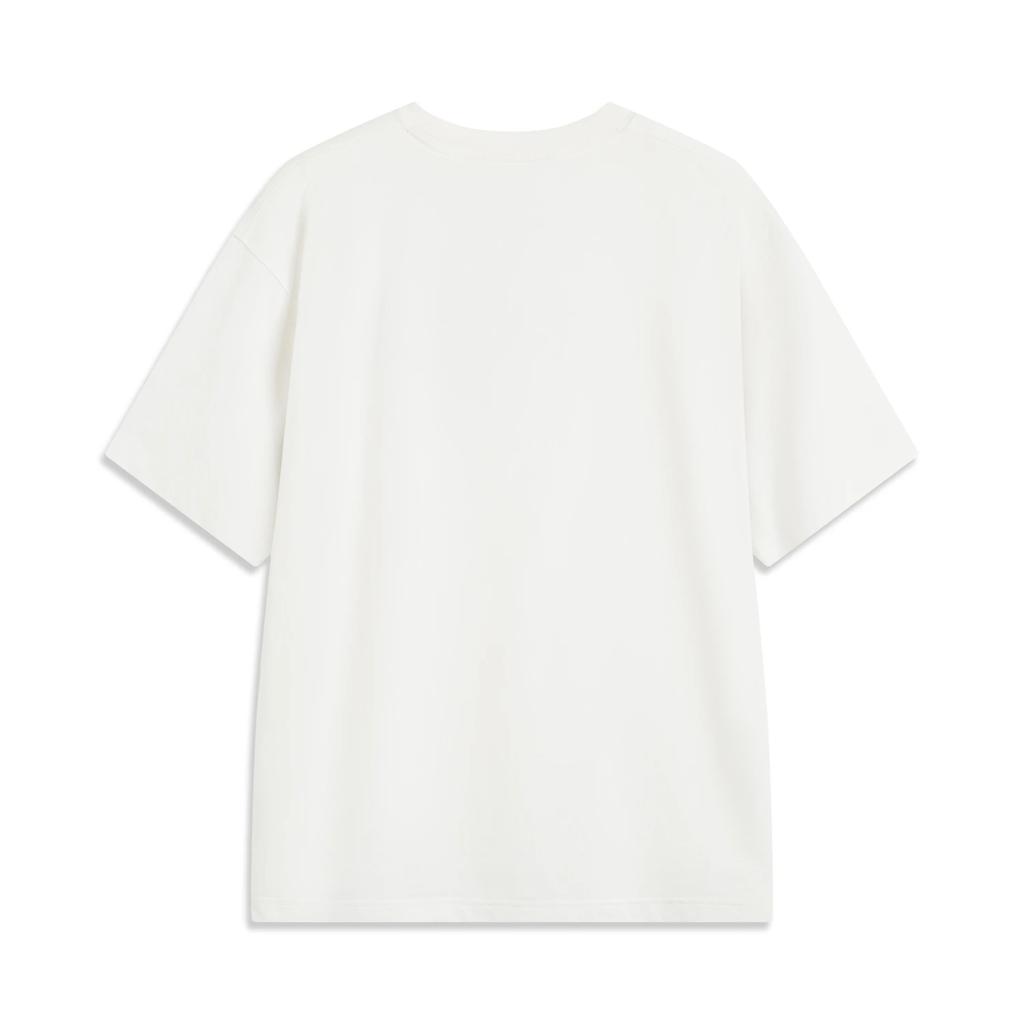 Li Ning Badfive Solid Color Breathable Versatile Loose Short Sleeve T-Shirt Men Tops Off-White AHSV019-2