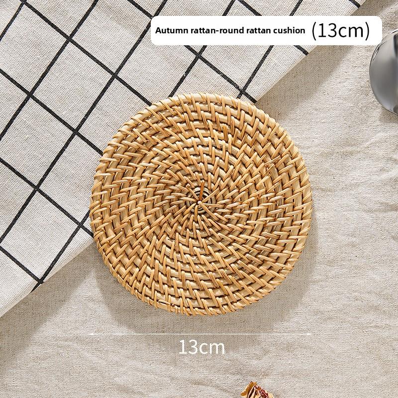 Pure Handmade Autumn Rattan Vietnamese Rattan Pad Set Anti-scalding Coaster Pot Pad Heat Insulation Pad Wooden Storage Tea Set Pad