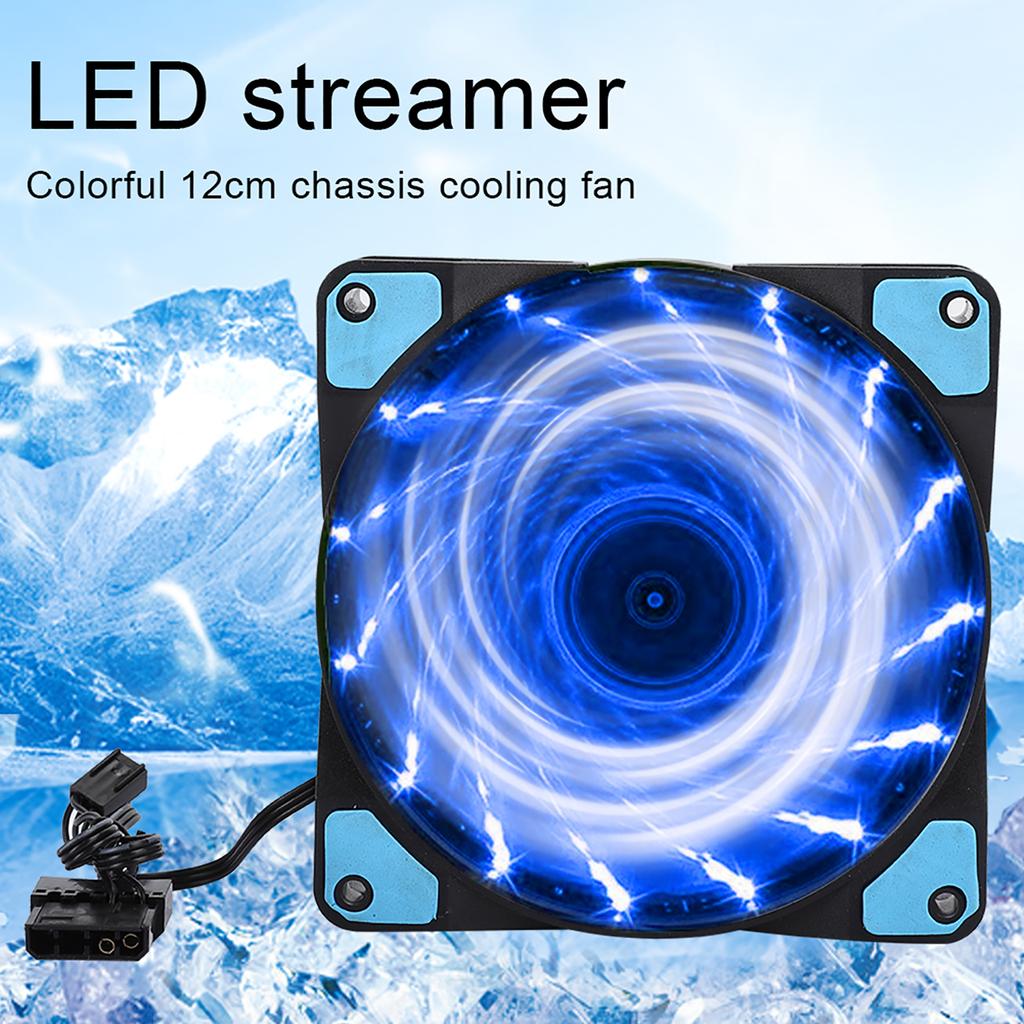 Chassis Fan Computer Cooler PC Accessory 3‑Wire 15‑Light Mute LED Streamer Colorful 12CM