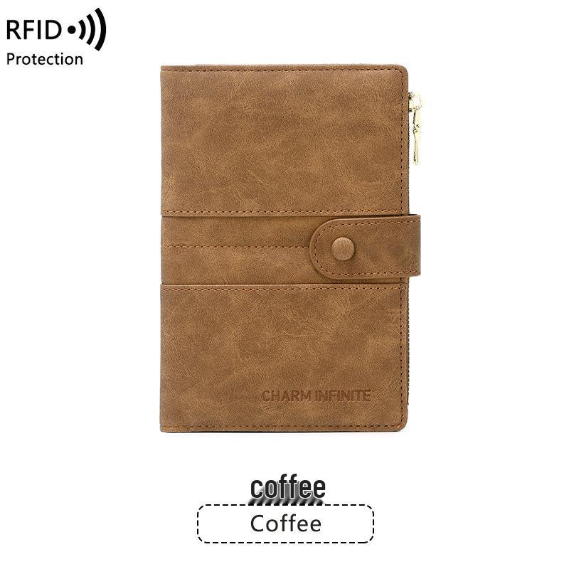 Multifunctional RFID Anti-theft Passport Holder with Zipper and Buckle