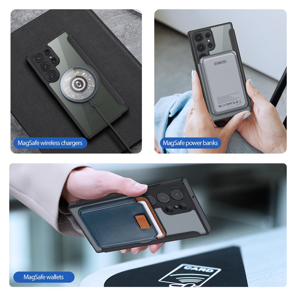 For Samsung Galaxy S23 Ultra Leather Case DUX DUCIS Skin X Pro Series Flip Cover Compatible with MagSafe