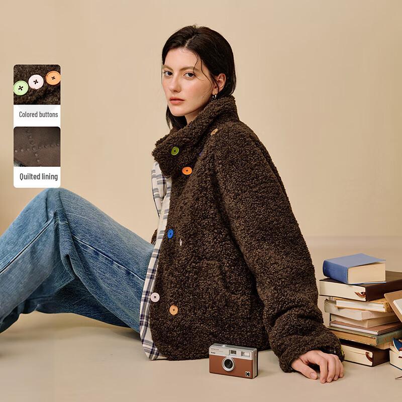 

Женское стеганое короткое пальто в клетку из искусственной овечьей шерсти INMAN XL