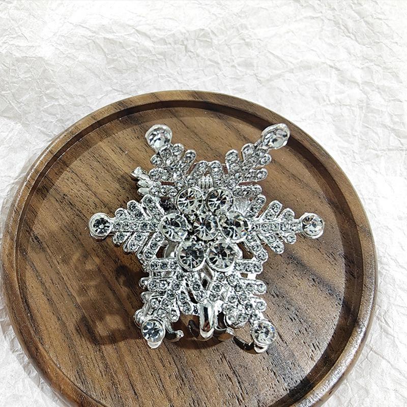 1Pcs Silver Rhinestone Snowflake Hair Clip Christmas Style Side Bangs Shattered Hair Clip Fashion New Ponytail Clip