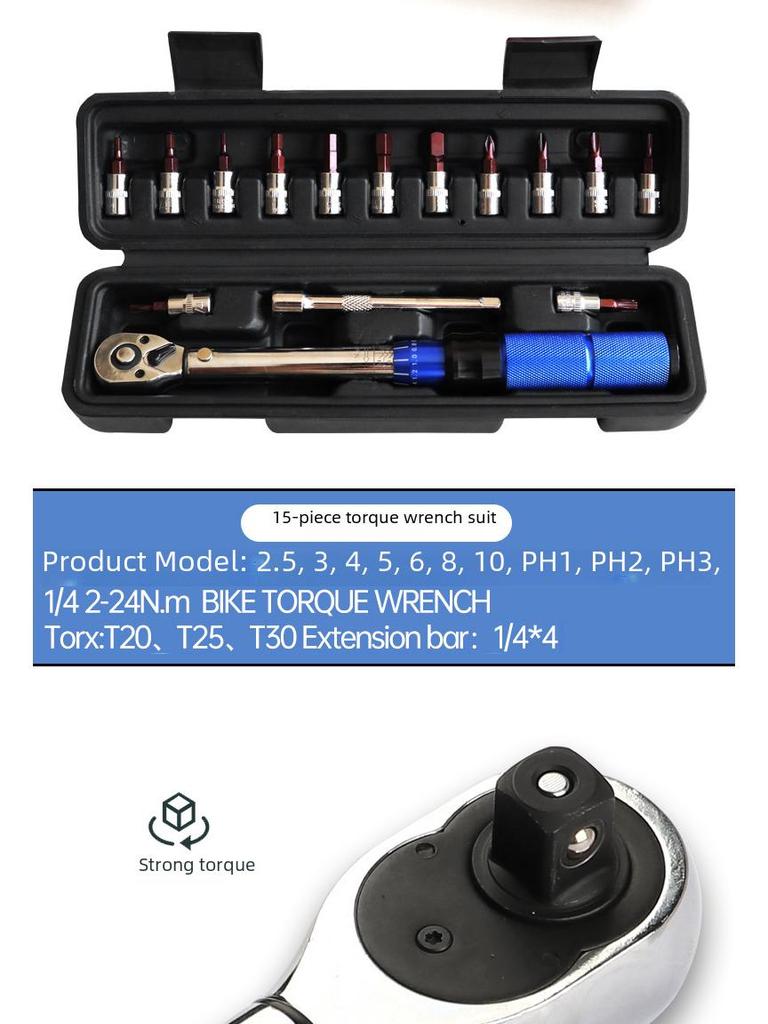 15-Piece Bicycle Torque Wrench Set (2-25NM)