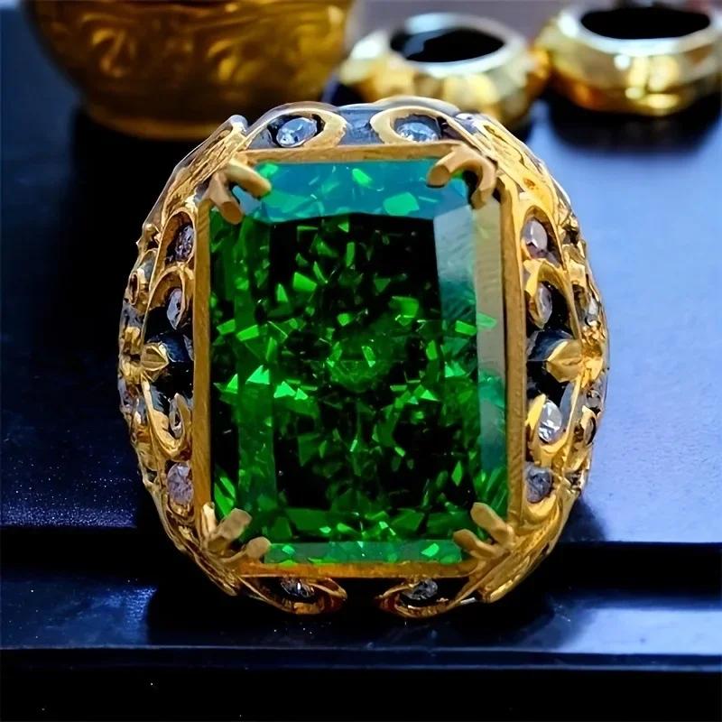 European and American retro ring, aged Zircon moonstone