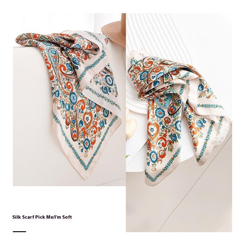 French cashew flower 53cm mulberry silk small square women's spring and summer scarf decorative scarf high-end silk scarf neck