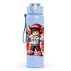 1PC Cartoon Firefighter Hero 750ml Color Plastic Sports Water Bottle Leakproof Flip Straw Lid Suitable for Sports Office Home Use