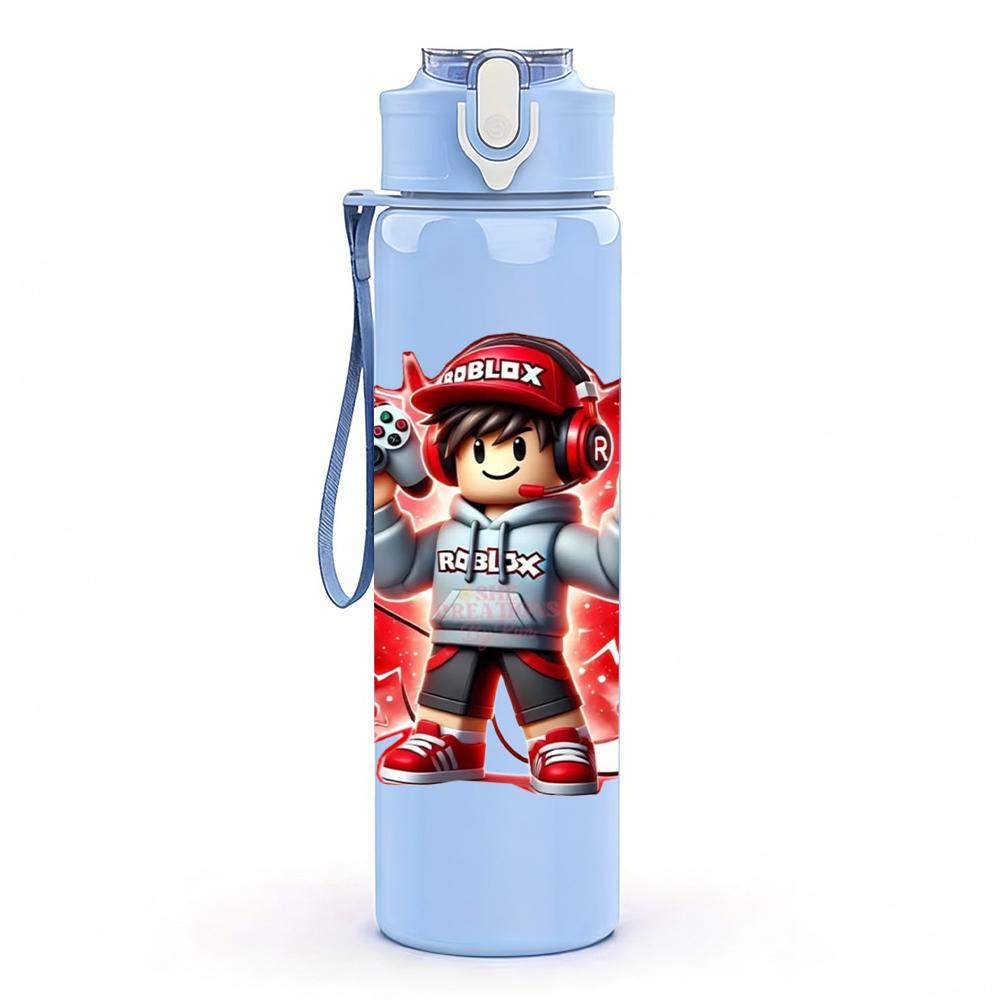 1PC Cartoon Firefighter Hero 750ml Color Plastic Sports Water Bottle Leakproof Flip Straw Lid Suitable for Sports Office Home Use