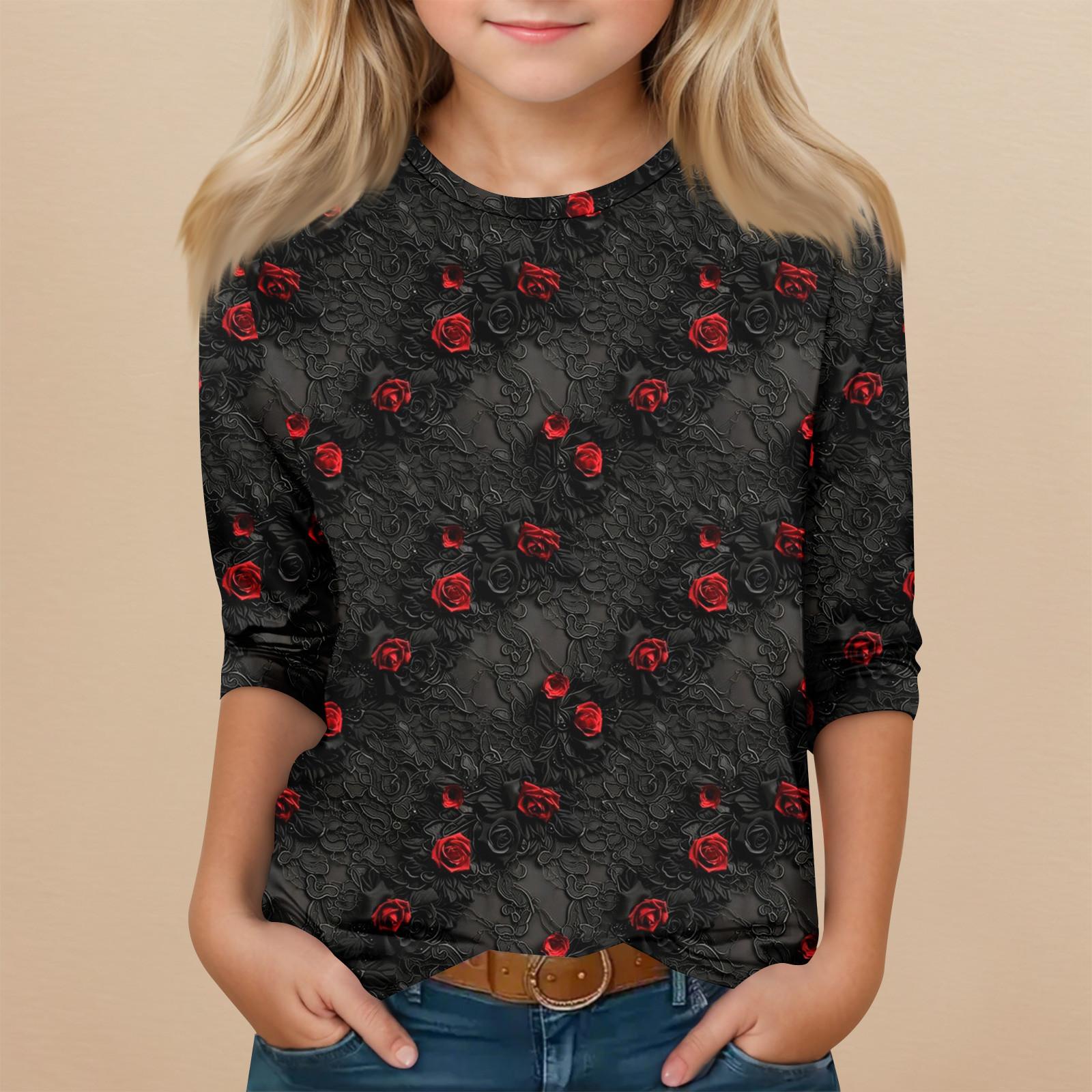 

Детский топ с рукавом 3/4 и круглым вырезом, с принтом на Хэллоуин, повседневный 150 чёрный