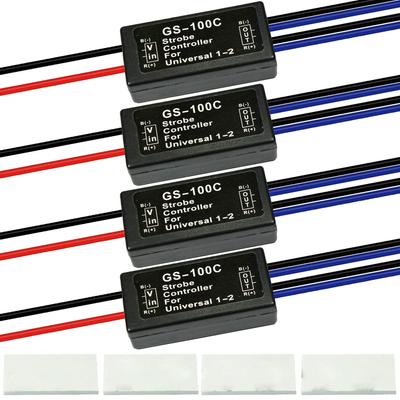 Brake Light Flash Strobe Controller Flasher Module for Auto Car Motorcycle Truck LED Flash Module GS-100C 12-24V (Pack of 4)