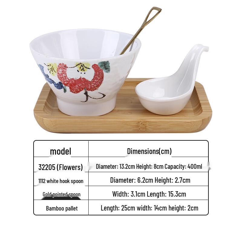 Qianxing Melamine Floral Dessert and Hot Pot Bowl Set