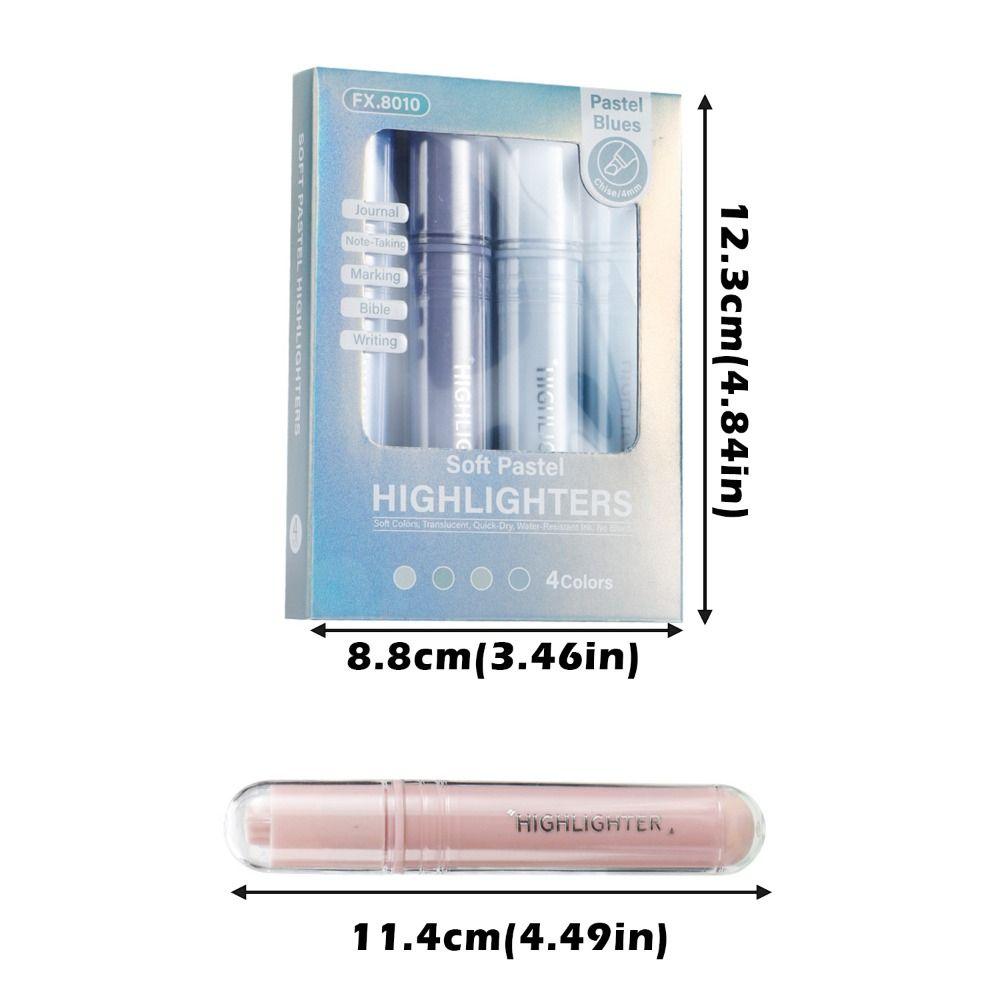 4pcs/Set Multi Functional Pastel Color Highlighters Quick-drying Smooth Marker Pen Fluorescent Pen Stationery
