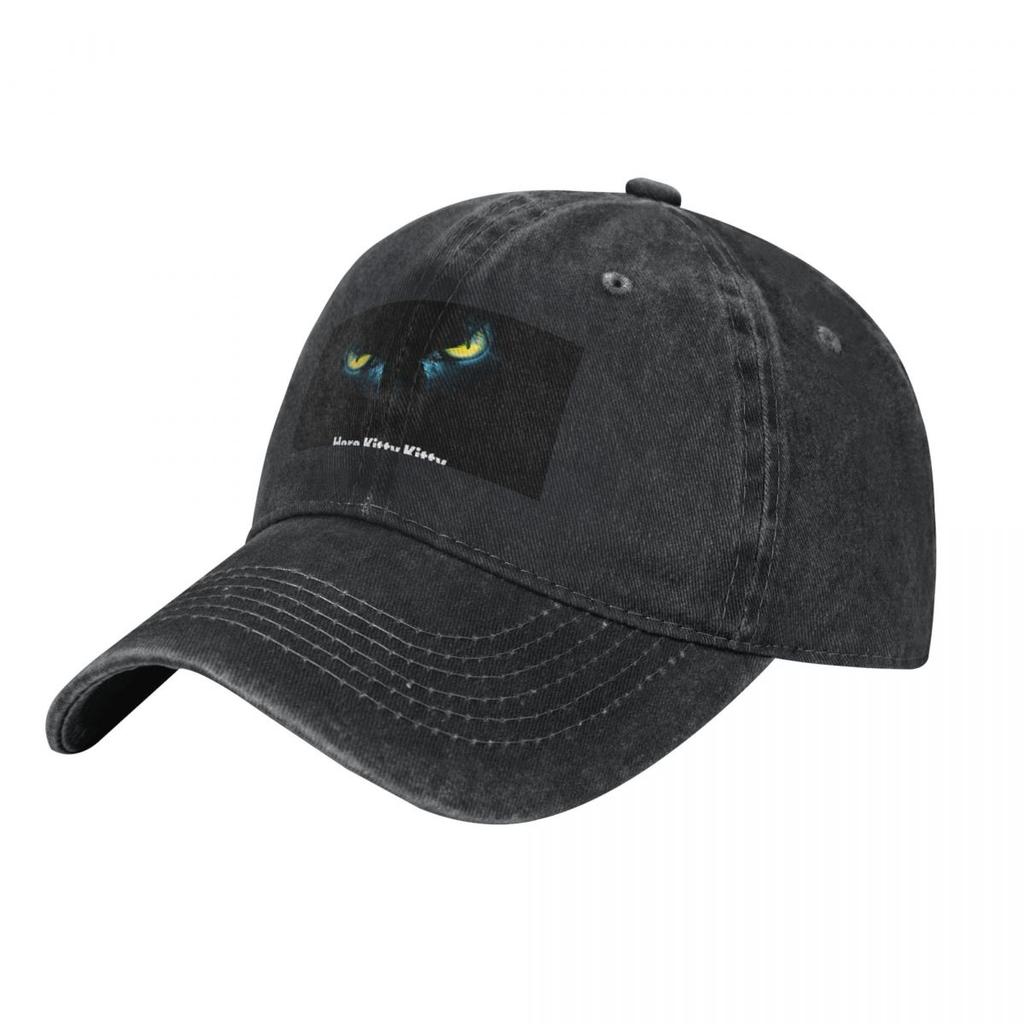 Scary Cat Eyes On A Black Background Baseball Caps Vintage Denim Washed Headwear Unisex Style Outdoor Running Hats