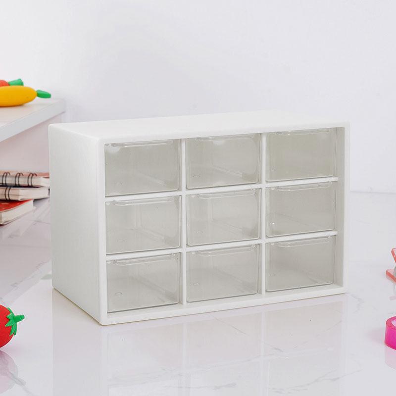 Stolní úložný box na mini zásuvky, stohovatelný úložný box s devíti čtvercovými přihrádkami, úložný box na sponky do vlasů/samolepky/šperky
