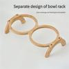 Raised Wooden Ceramic Pet Bowl, Double Elevated Cat Feeder with Removable Bowls, Anti-Spill, Neck Protection