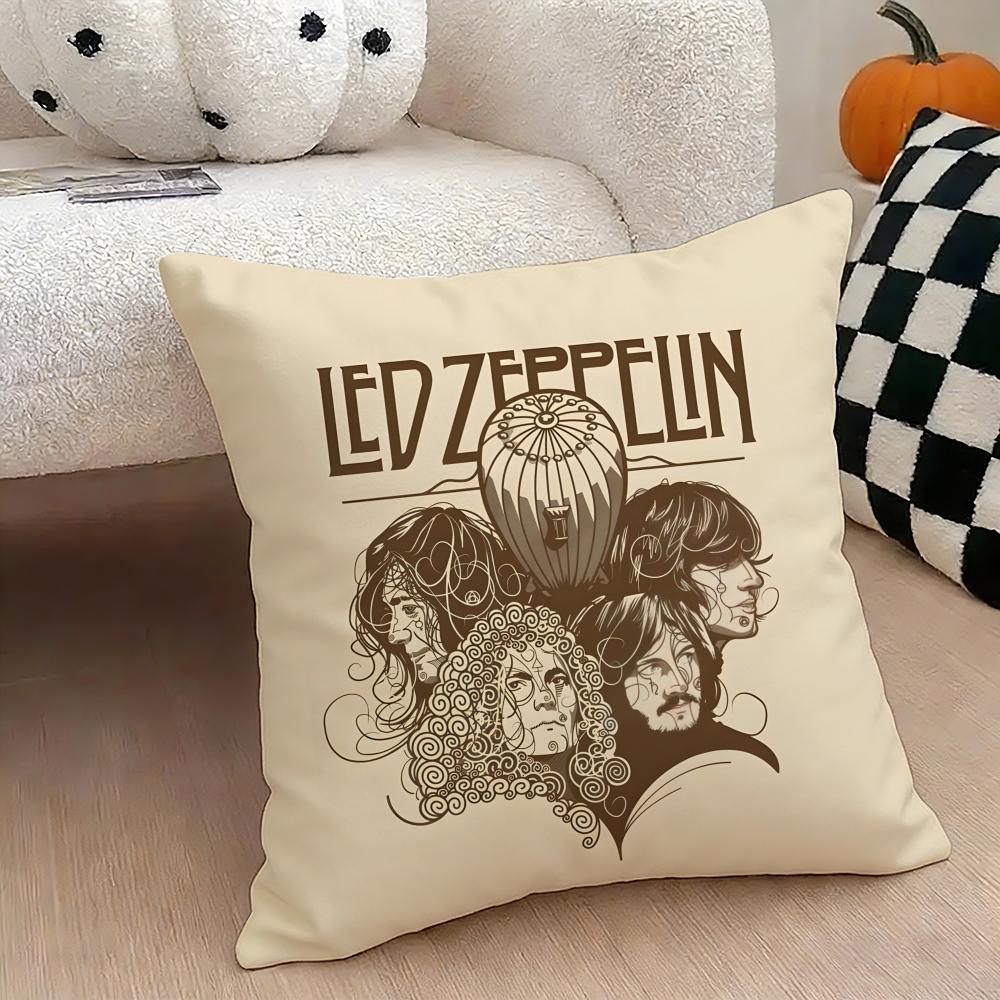 Band Lled Zzeppelin Cushion Cover Natural Linen Double Sided Print Throw Pillow Case for Sofa Couch Home Decor