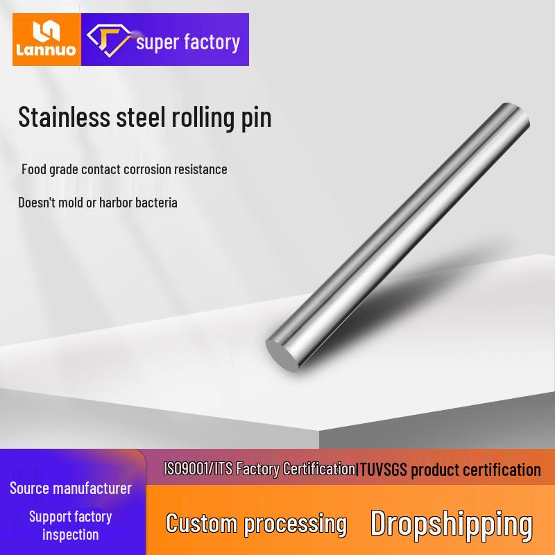 Lanno 304 Stainless Steel Non-Stick Rolling Pin for Dumplings and Noodles