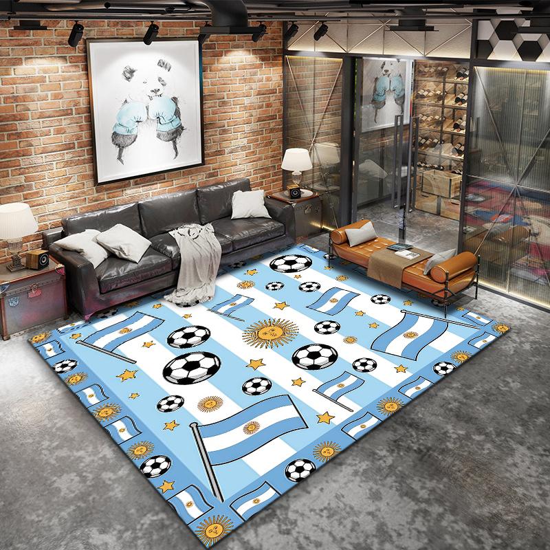 World Cup Football Pattern Square Carpet,Area Rug,Carpet Rug for Living Room Bedroom Sofa Playroom Decor,Non-slip Floor Mat,Holiday Birthday Gifts