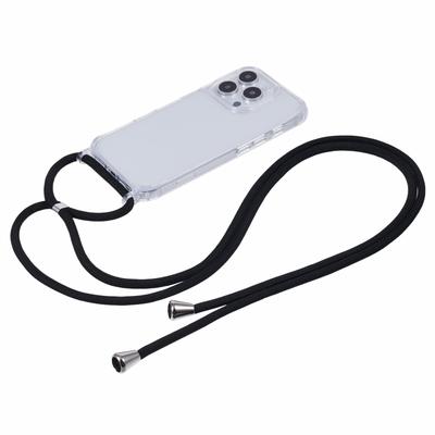 For iPhone 16 Pro Max Case TPU+PC Transparent Phone Cover with Adjustable Lanyard Strap