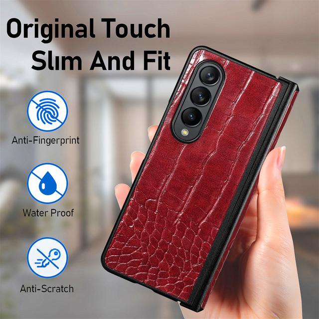 Non -Slip Luxury Crocodile Leather Slim Case For Samsung Galaxy Z Fold4 Fold3 Fold 4 5g Zfold4 Fold 3 Fashion Phone Bag