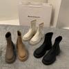 Tjockbottnade tunna vita Martin boots damskor höst och vinter high-end korta stövlar små nakna stövlar