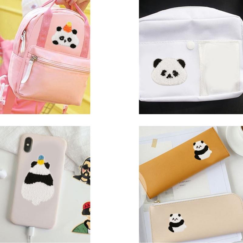 4Pieces Panda Theme Patches Iron On/Sewing On Cartoon Appliques For Personalizing Caps And Shoes Bags Great For All Ages