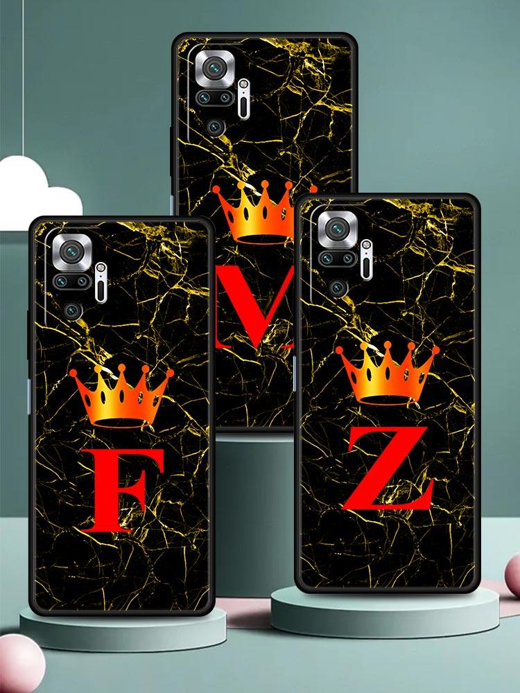 Marble Letter Phone Case Cover for Redmi 14C 10C Note 15 14 13 12 10 11 K40 Pro Plus 5G Soft TPU Shockproof Shell Fundas Capas