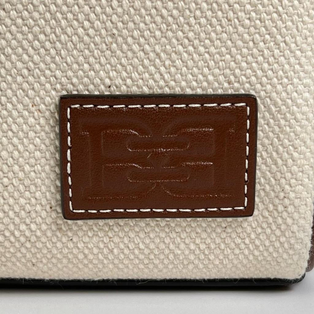Pristine BALLY Clutch bag Leather pouch Ivory canvas Women Used