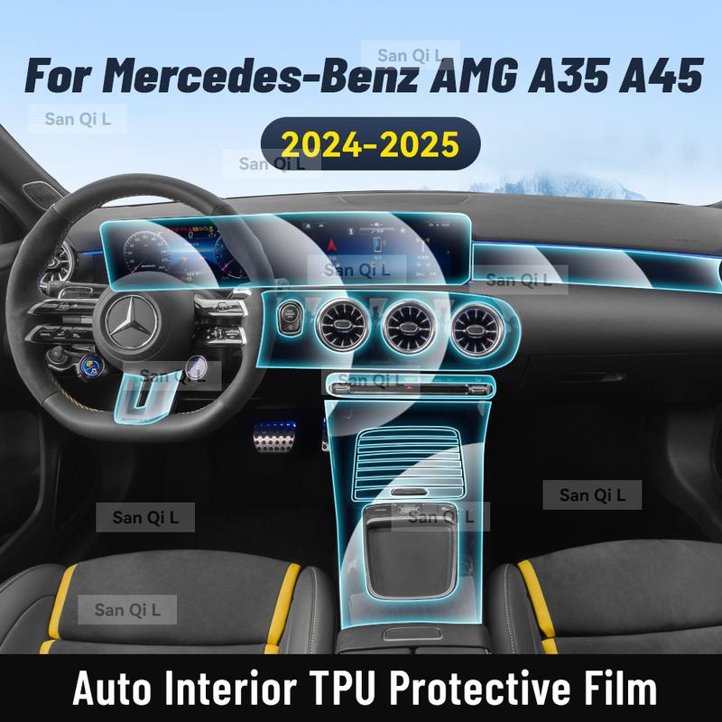 Für Mercedes Benz AMG A35 A45 2024 2025 Auto Mittelkonsole Medien Armaturenbrett Navigation TPU Kratzfester Schutzfolie Innenraumfolie