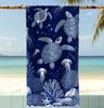 Luxuriöses Nautisches Schildkröten Strandtuch Boho Meeres-Tier-Print Schnelltrocknendes Mikrofaser-Handtuch für Strandlagerfeuer, Küstenausflüge, Camping