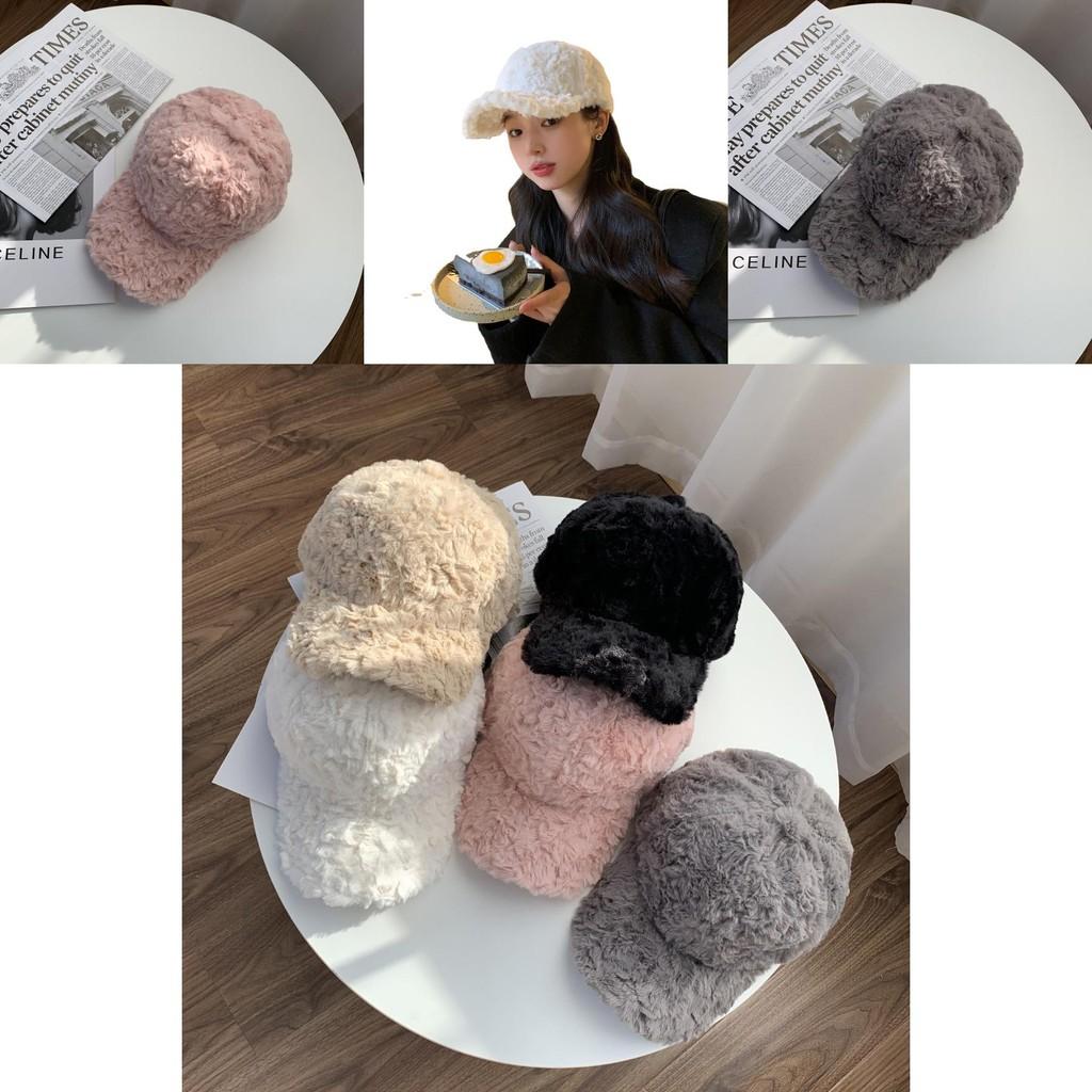 Luxurious Winter Thickened Faux Rabbit Fur Baseball Cap For Women Warm And Stylish
