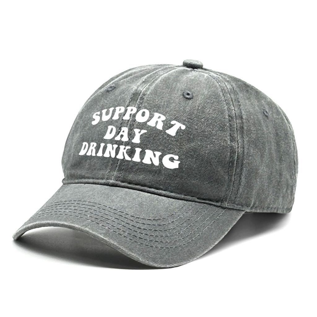 Unisex Adjustable Baseball Cap “Support Day Drinking” Dad Hat Washed Retro Snapback Caps Ideal Choice For Outdoor Accessory