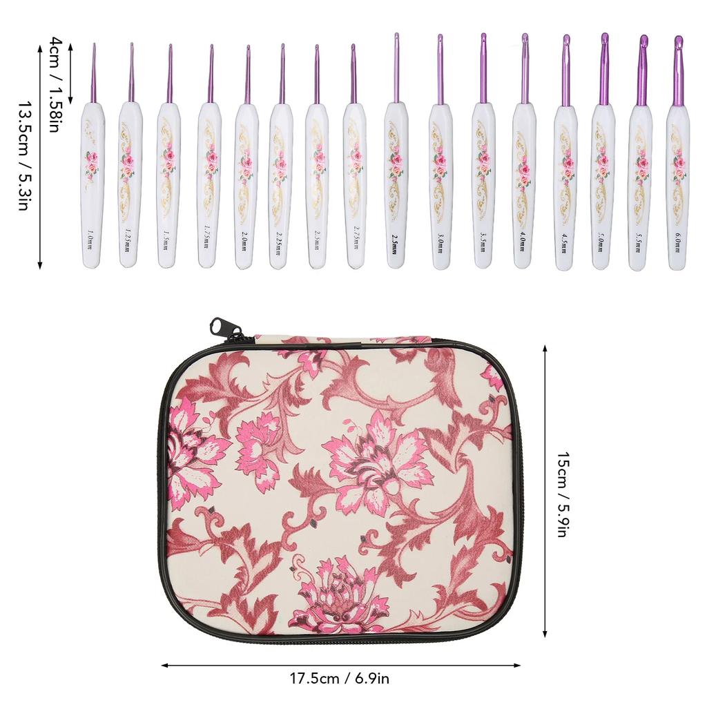 16pcs Crochet Hooks Kit Ergonomic Crochet Needles Set Multipurpose Crochet Hooks With Case For DIY Hand Knitting