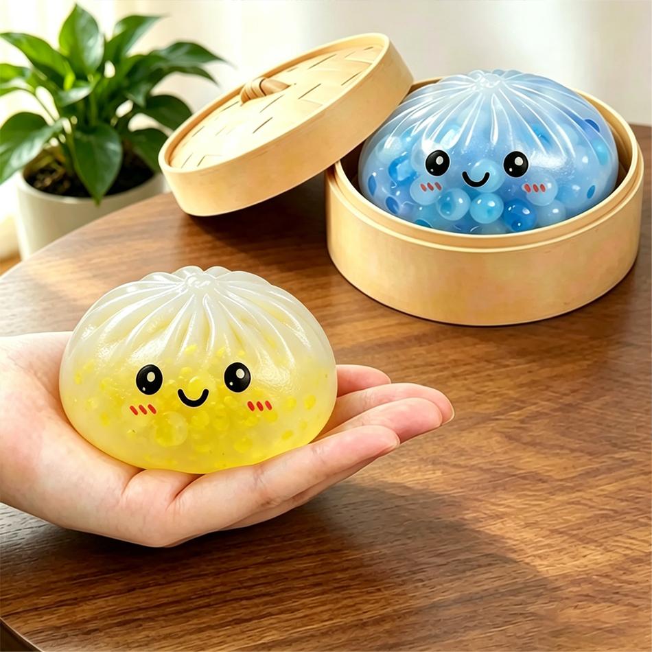 Box Big Dumpling Stress Ball With Steamer Colorful Squishy Bun Sensory Toy For Anxiety Relief Squeeze