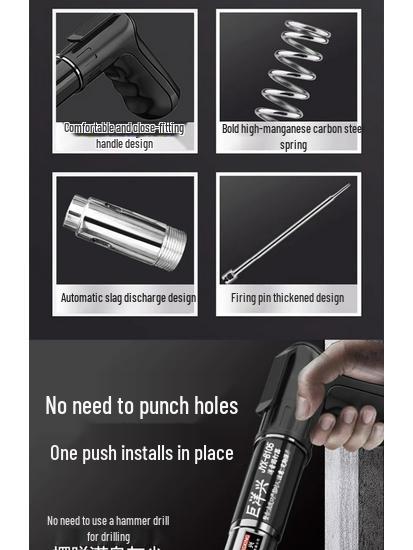 Ultra-quiet, All-steel Pneumatic Nail Gun for Industrial and Household Use, Perfect for Ceiling Applications.